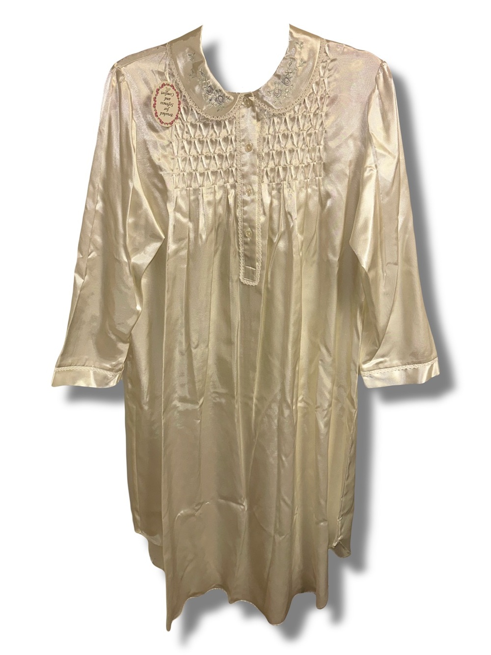 NWT Vtg Satin Floral Embroidered Nightgown